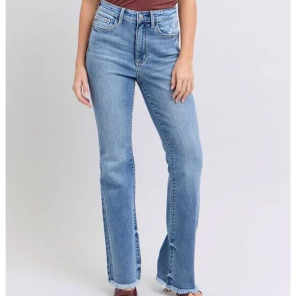 Judy Blue high waist fringe bootcut jeans 13 /31 NWT - Picture 1 of 11